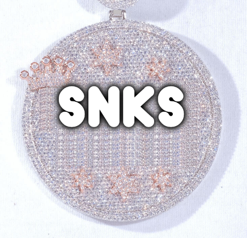 CUSTOM LETTER NECKLACE 3D BIG CROWN DISC