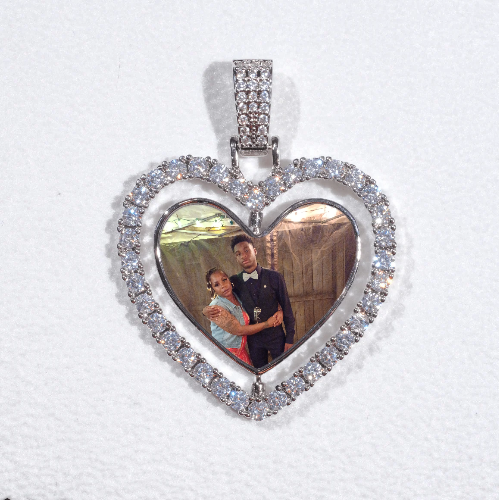3D Spinning 2-Faced Heart Custom Picture Pendant