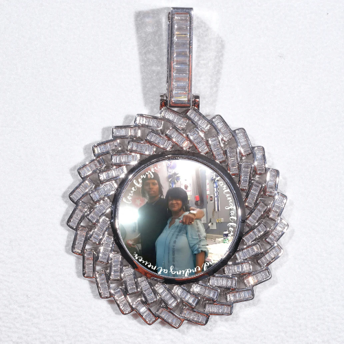Large 3D Baguette Custom Picture Pendant