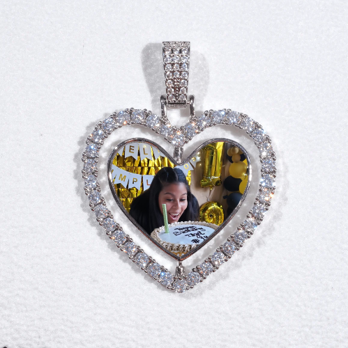 3D Spinning 2-Faced Heart Custom Picture Pendant