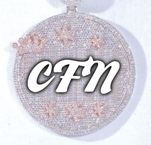 CUSTOM LETTER NECKLACE 3D BIG CROWN DISC