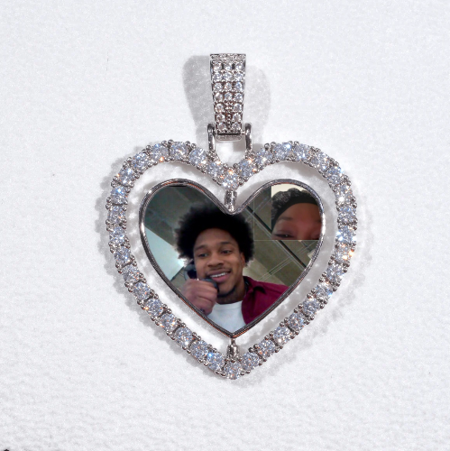 3D Spinning 2-Faced Heart Custom Picture Pendant