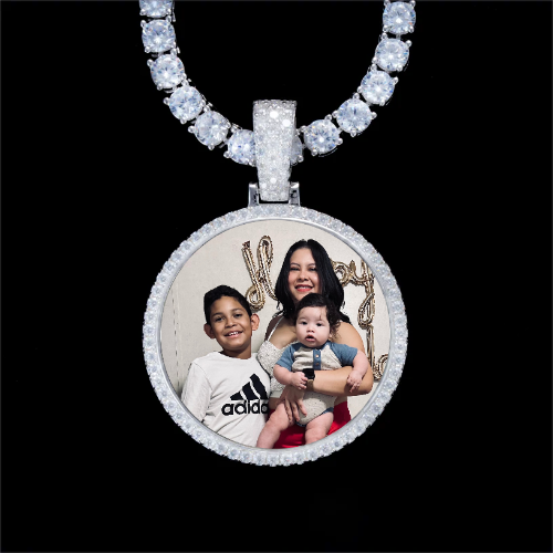 925S & VVS Moissanite 3D Circle Custom Picture Pendant
