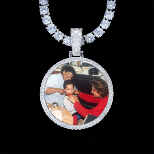 925S & VVS Moissanite 3D Circle Custom Picture Pendant