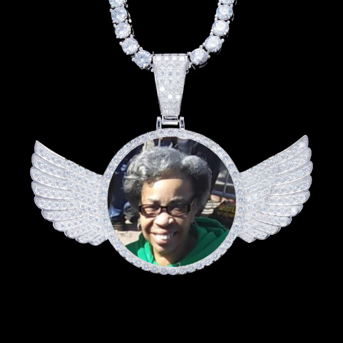 925S & VVS Moissanite 3D Wing Custom Picture Pendant