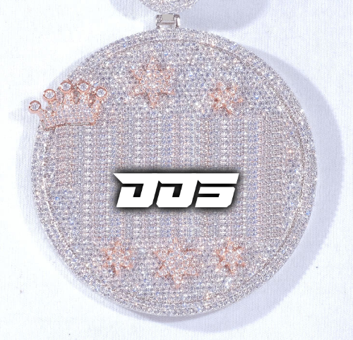 CUSTOM LETTER NECKLACE 3D BIG CROWN DISC