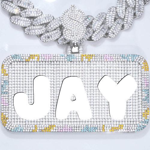 CUSTOM LETTER NECKLACE 3D COLORFUL SQUARE
