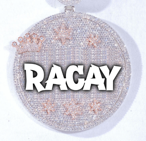 CUSTOM LETTER NECKLACE 3D BIG CROWN DISC