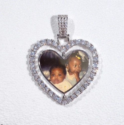3D Spinning 2-Faced Heart Custom Picture Pendant