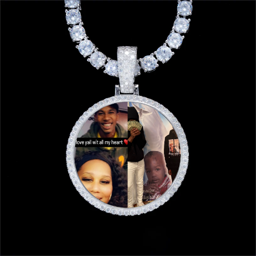 925S & VVS Moissanite 3D Circle Custom Picture Pendant
