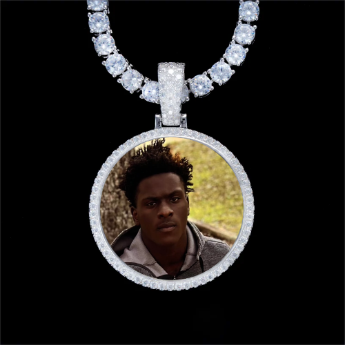925S & VVS Moissanite 3D Circle Custom Picture Pendant