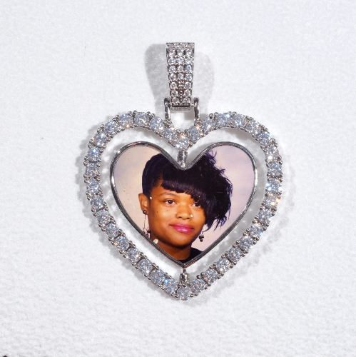 3D Spinning 2-Faced Heart Custom Picture Pendant