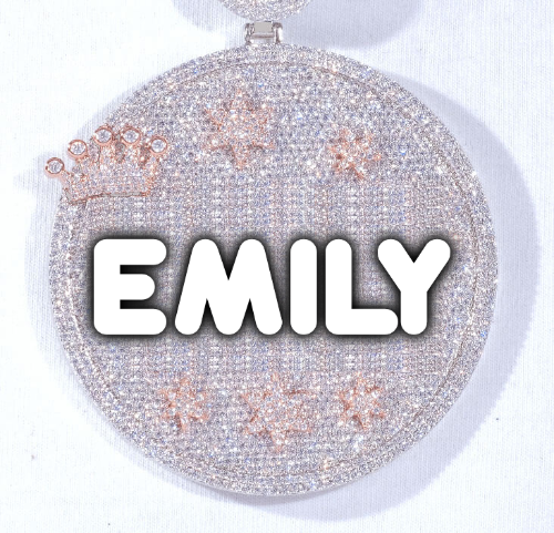 CUSTOM LETTER NECKLACE 3D BIG CROWN DISC