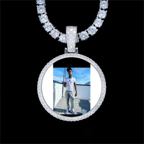 925S & VVS Moissanite 3D Circle Custom Picture Pendant