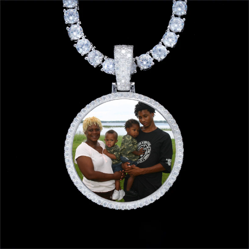 925S & VVS Moissanite 3D Circle Custom Picture Pendant