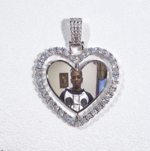 3D Spinning 2-Faced Heart Custom Picture Pendant