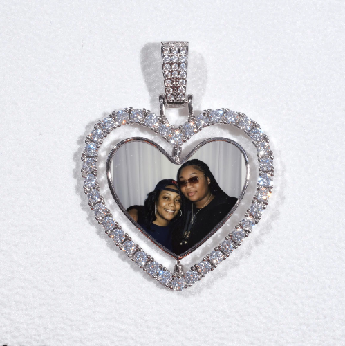 3D Spinning 2-Faced Heart Custom Picture Pendant