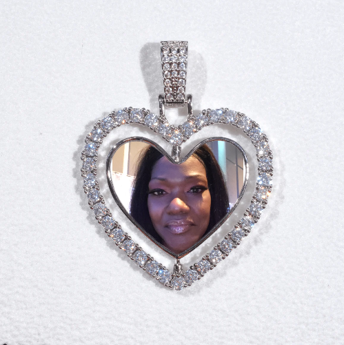 3D Spinning 2-Faced Heart Custom Picture Pendant