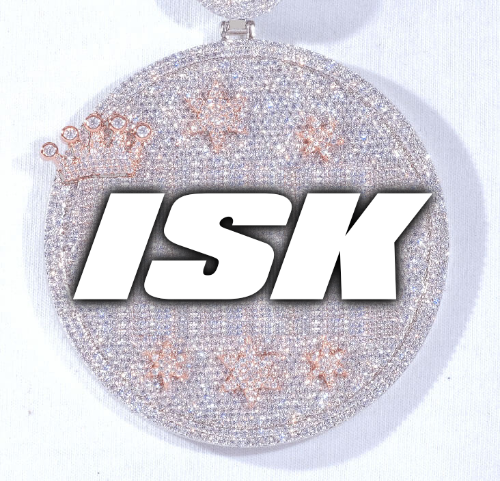 CUSTOM LETTER NECKLACE 3D BIG CROWN DISC