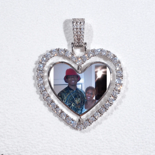 3D Spinning 2-Faced Heart Custom Picture Pendant
