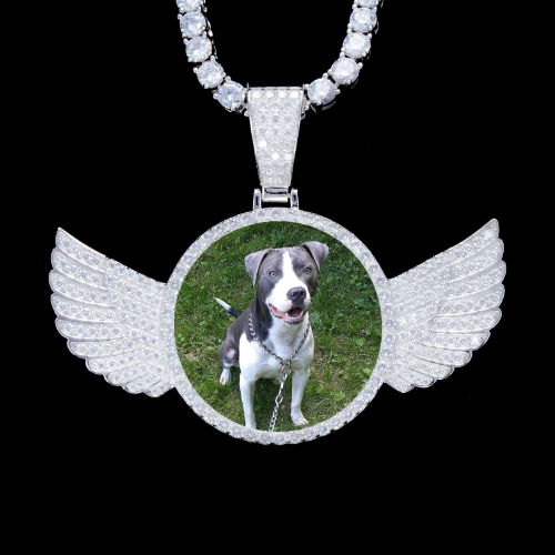 925S & VVS Moissanite 3D Wing Custom Picture Pendant
