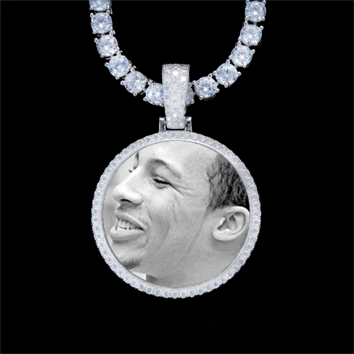 925S & VVS Moissanite 3D Circle Custom Picture Pendant