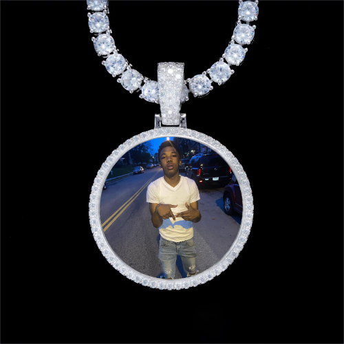 925S & VVS Moissanite 3D Circle Custom Picture Pendant