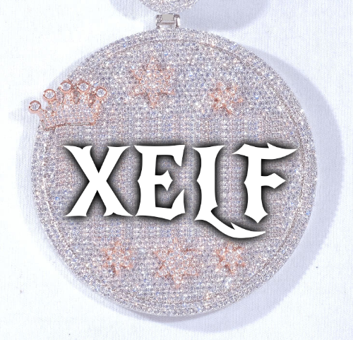 CUSTOM LETTER NECKLACE 3D BIG CROWN DISC