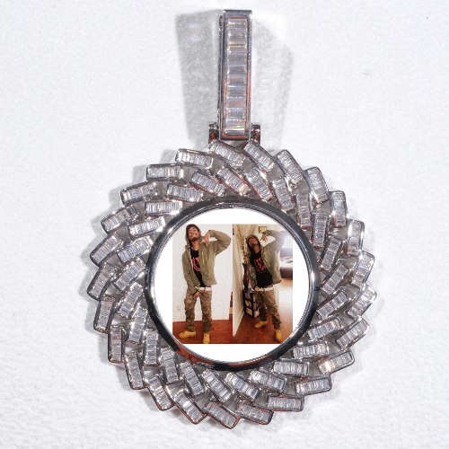 Large 3D Baguette Custom Picture Pendant