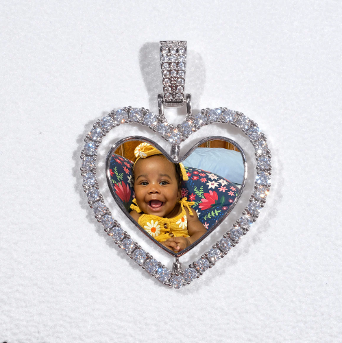 3D Spinning 2-Faced Heart Custom Picture Pendant