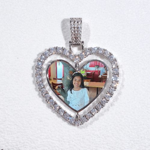 3D Spinning 2-Faced Heart Custom Picture Pendant