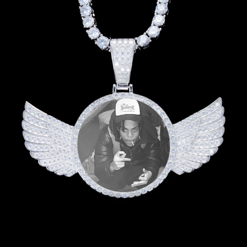925S & VVS Moissanite 3D Wing Custom Picture Pendant