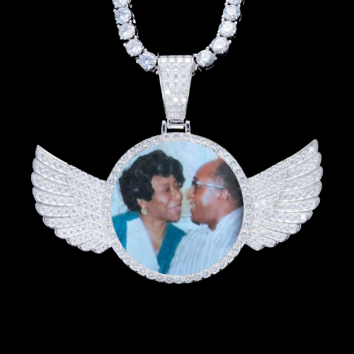 925S & VVS Moissanite 3D Wing Custom Picture Pendant