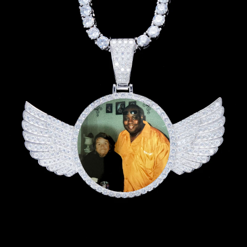 925S & VVS Moissanite 3D Wing Custom Picture Pendant