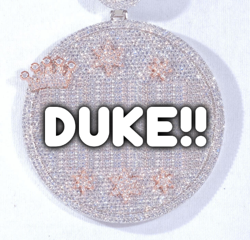 CUSTOM LETTER NECKLACE 3D BIG CROWN DISC