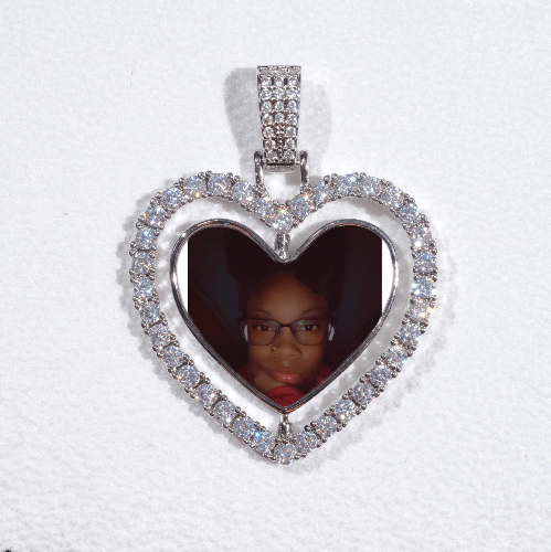 3D Spinning 2-Faced Heart Custom Picture Pendant