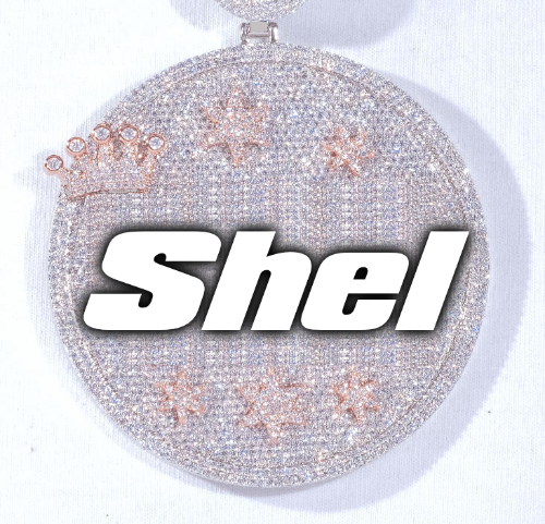 CUSTOM LETTER NECKLACE 3D BIG CROWN DISC