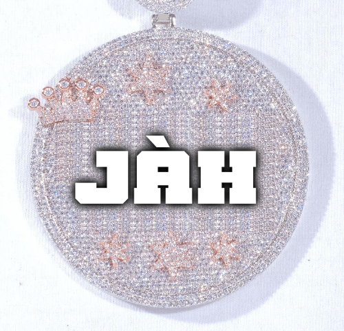 CUSTOM LETTER NECKLACE 3D BIG CROWN DISC