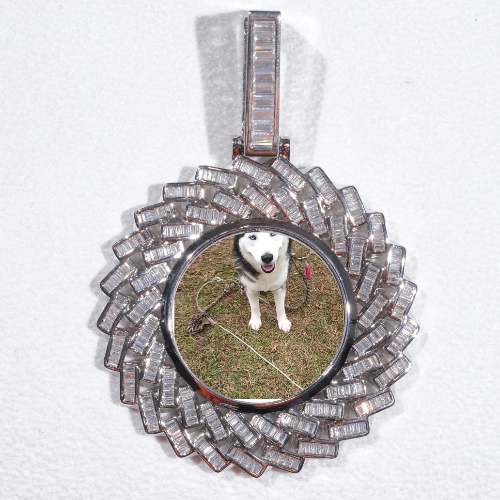 Large 3D Baguette Custom Picture Pendant