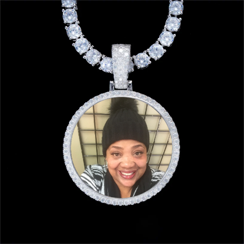 925S & VVS Moissanite 3D Circle Custom Picture Pendant