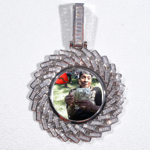 Large 3D Baguette Custom Picture Pendant