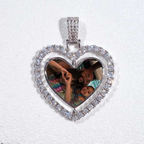 3D Spinning 2-Faced Heart Custom Picture Pendant