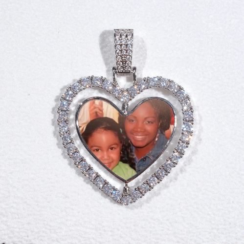 3D Spinning 2-Faced Heart Custom Picture Pendant