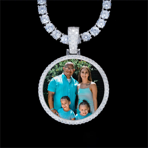 925S & VVS Moissanite 3D Circle Custom Picture Pendant