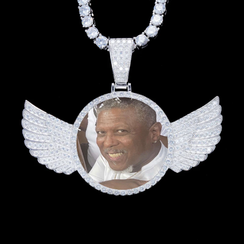 925S & VVS Moissanite 3D Wing Custom Picture Pendant
