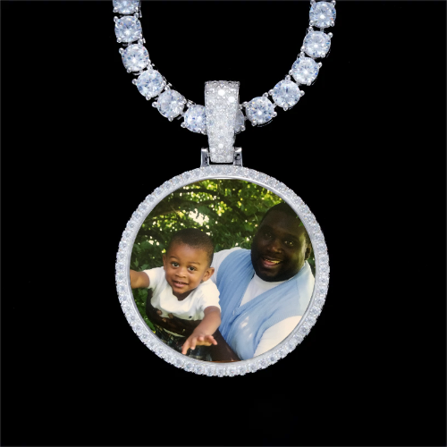 925S & VVS Moissanite 3D Circle Custom Picture Pendant