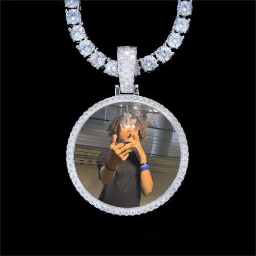 925S & VVS Moissanite 3D Circle Custom Picture Pendant