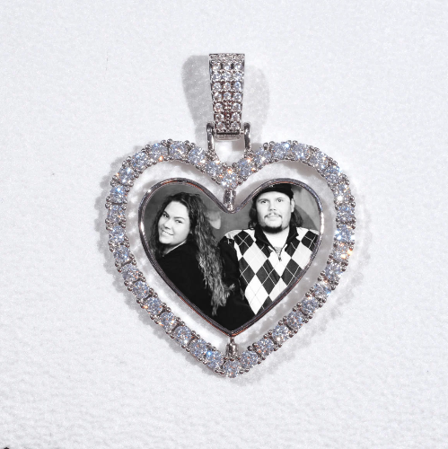 3D Spinning 2-Faced Heart Custom Picture Pendant