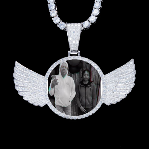925S & VVS Moissanite 3D Wing Custom Picture Pendant