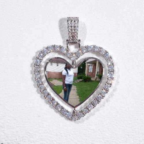 3D Spinning 2-Faced Heart Custom Picture Pendant